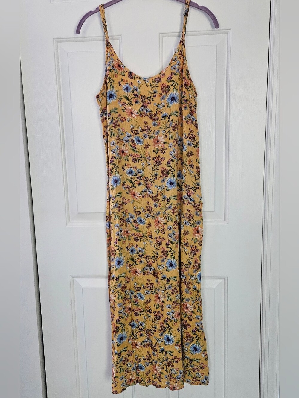 Forever 21 Mustard Floral Spaghetti-Strap Maxi Dress